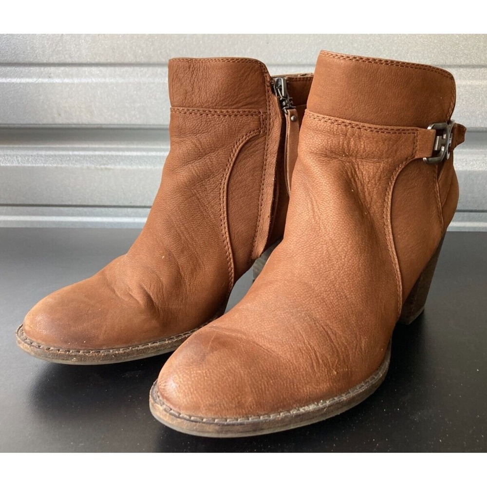 Womens Brown Sz 8M SAM EDELMAN Booties Boots Leather Zipper Closure